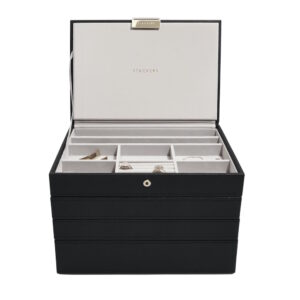 Stackers – Classic box – Black-grey velvet – 4 Set