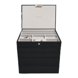 Stackers – Classic box – Black-grey velvet – 5 Set